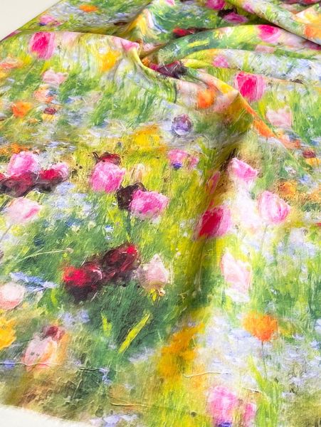 ПРЕДЗАКАЗ, ТЮЛЬПАНЫ НА ЛУГУ - АКВАРЕЛЬ, 100% хлопок Handmade Fabrics 4