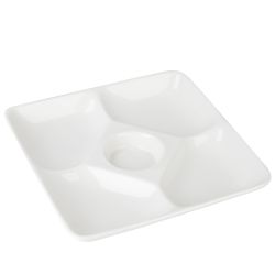 Менажница 4-х секционная со шпажками"Naturel" 20*20*9см (фарфор) (подарочная упаковка)