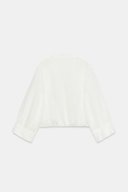ZARA РУБАШКА ИЗ СМЕСОВОГО ЛЬНА С ПЕТЕЛЬНЫМИ ЗАСТЕЖКАМИ, БЕЛЫЙ