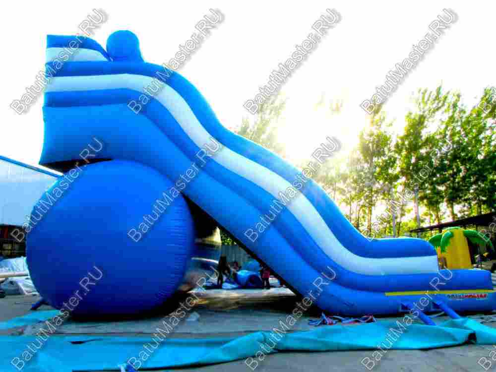 Большой надувной батут-горка "Волна - 2" 12*7*6 м