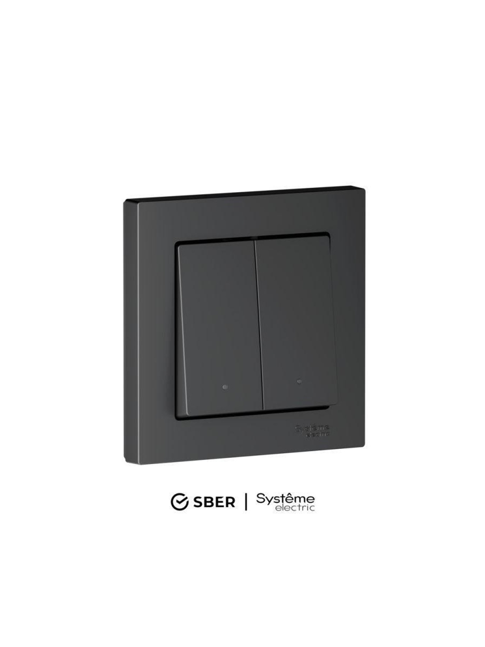 Выключатель 2-кл. AtlasDesign Smart 10А (сх. 5) L+N с подсветкой Zigbee механизм карбон SE ATN001053Z