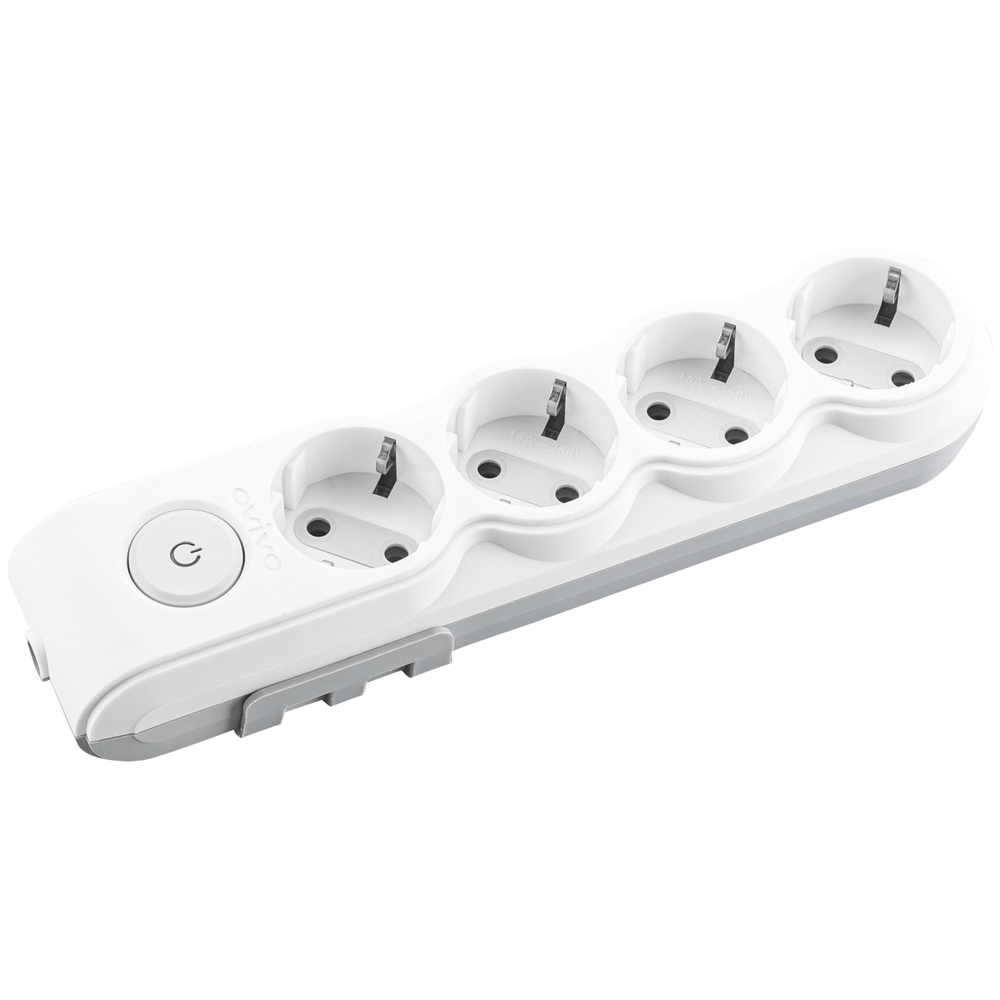 Колодка 4 гнезда OVIVO суппорт выключатель с/з черная 700-080000-124