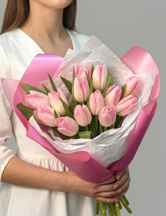 Букет из розовых тюльпанов