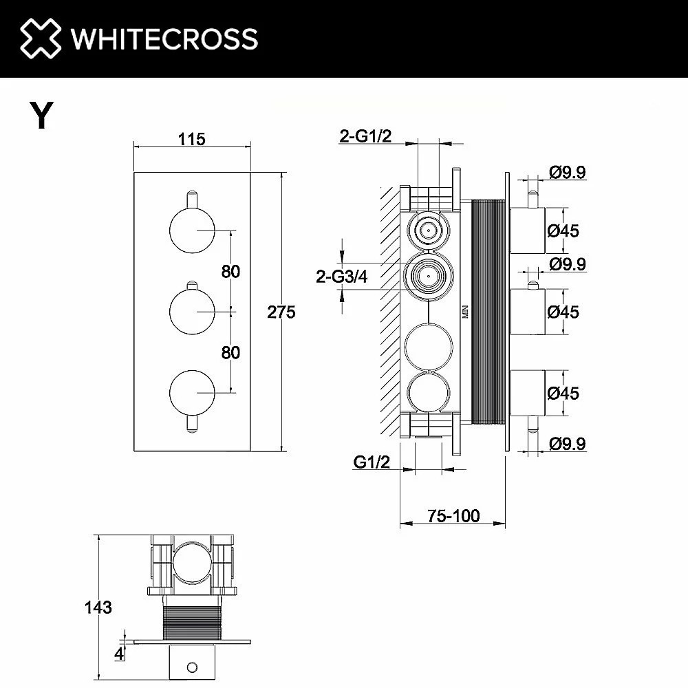 Смеситель для душа WhiteCross Y Y1238CR хром
