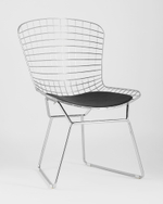 Стул обеденный Bertoia хромированный с черной подушкой 4 шт