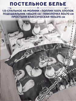 Постельное белье Сказка "Fluffy/Флиппи" 1,5-сп   наволочка 50х70 1шт Простынь  150х215 см  Пододеяльник 145х215 см