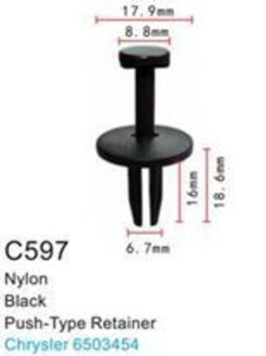 Клипса для крепления внутренней обшивки а/м Крайслер/ Линкольн/ Ленд Ровер пластиковая (100шт/уп.) Forsage клипса C0597(Chrysler/Lincoln/Land  Rover)