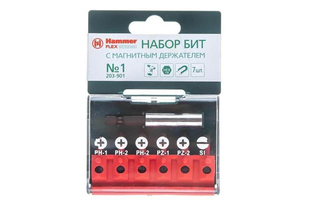 Набор бит Hammer Flex 203-901 PB  набор No1 Ph/Pz/Sl  7шт.