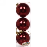 Новогодние шары 6 см (набор 3 шт) «Глянец», темный рубин