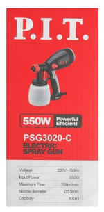 Краскораспылитель P.I.T PSG3020-C МАСТЕР 550Вт,700мл/мин,емкость 800мл