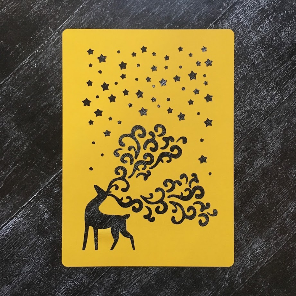 Трафарет новогодний №39 Олень и снегопад