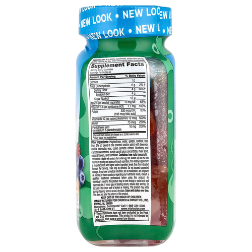 VitaFusion, FiberWell Fit, витамины, без сахара, вкус натурального персика, малины и ягод, 90 жевательных таблеток