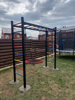 Монтаж уличной шведской стенки Sv Sport Рукоход (4 вертикальных столба)