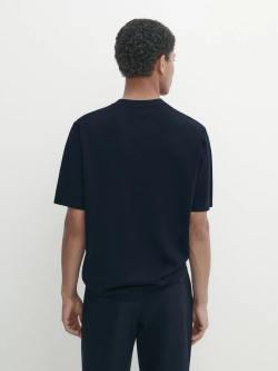 Massimo Dutti Трикотажная футболка с коротким рукавом - Studio, темно-синий