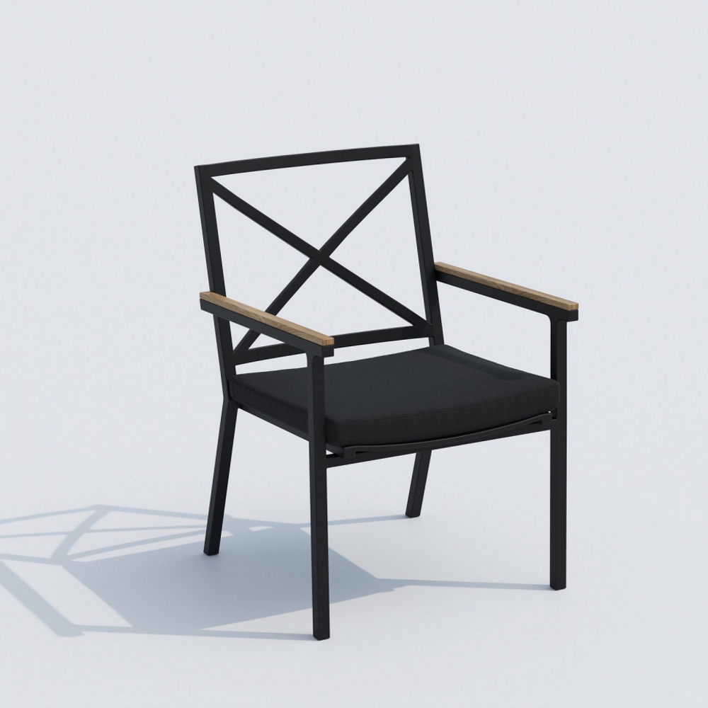 Обеденная группа Ideal Patio КАНА  ФЕСТА  каркас карбон, стол стекло 180, ткань черная