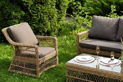 "Гранд Латте" лаунж-зона из искусственного ротанга, цвет соломенный