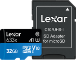Карта памяти Lexar High-Performance 633x microSDXC 32 ГБ UHS-I W/R 100/45 C10 A1 V30 U3 с адаптером