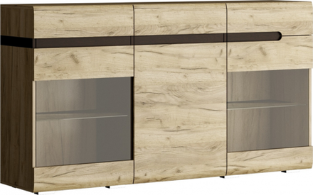Комод-витрина Ультра серый крафт/дуб приморский