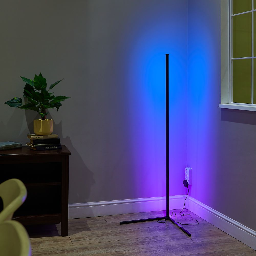 ULM-T630 10W-RGB-DIM-RC BLACK Торшер напольный светодиодный. 10W. RGB свет. Диммер. Пульт ДУ в-к. Черный. ТМ Uniel