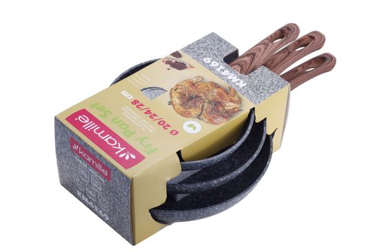 Набор сковород 20 см, 24 см, 28 см. Kamille KM 4169 с гранитным покрытием