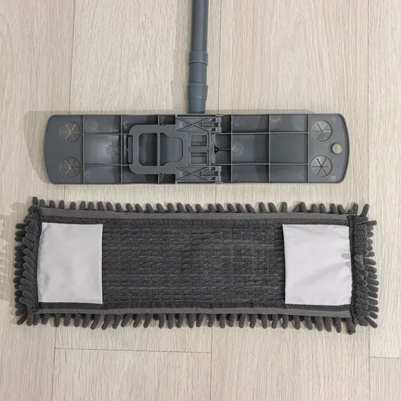 Швабра для мытья пола плоская Доляна, насадка микрофибра букли 42×12 см, телескопическая ручка 70-120 см, цвет МИКС