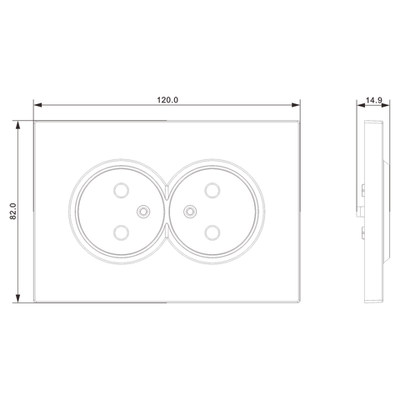 Накладка для розетки 2-й без заземления, со шторками 16A 250 В~, матовый белый, серия A07
