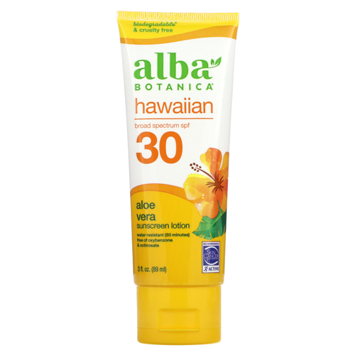 Alba Botanica, гавайский солнцезащитный лосьон, SPF 30, с ароматом алоэ вера, 89 мл (3 жидк. унции)