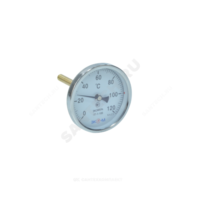 Термометр биметаллический осевой Дк100 120С L=60мм БТ-1-100 ЭКОМЕРА БТ-1-100-120С-L60