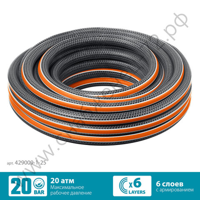 GRINDA ULTRA 6, 1″, 25 м, 20 атм, шестислойный, двойное армирование, поливочный шланг, PROLine (429009-1-25)