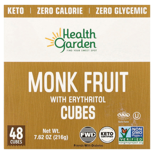 Health Garden, архат с кубиками эритритола, 48 кубиков, 216 г (7,62 унции)