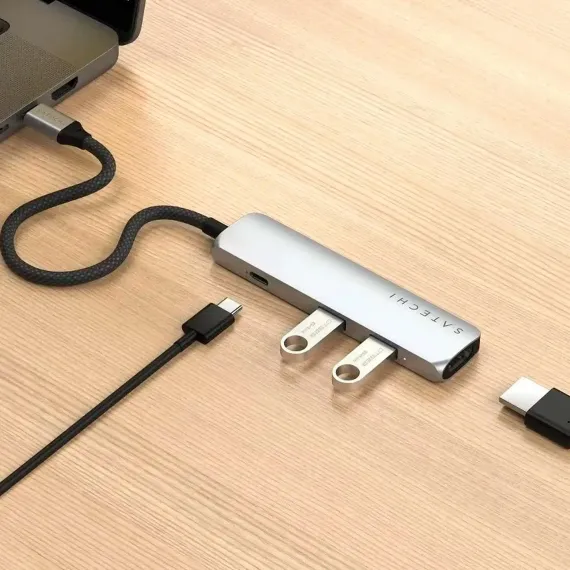 Satechi 4-in-1 USB-C Slim Multiport Adapter 4K Silver