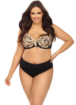Раздельный купальник plus size с анималистическим принтом на лифе (Размер: 75D/38) (Цвет: бежевый с черным)