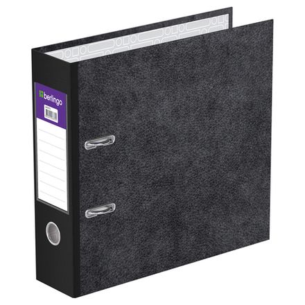 Папка-регистратор 70мм, А5, мрамор, Berlingo Standard, карман на корешке,черная