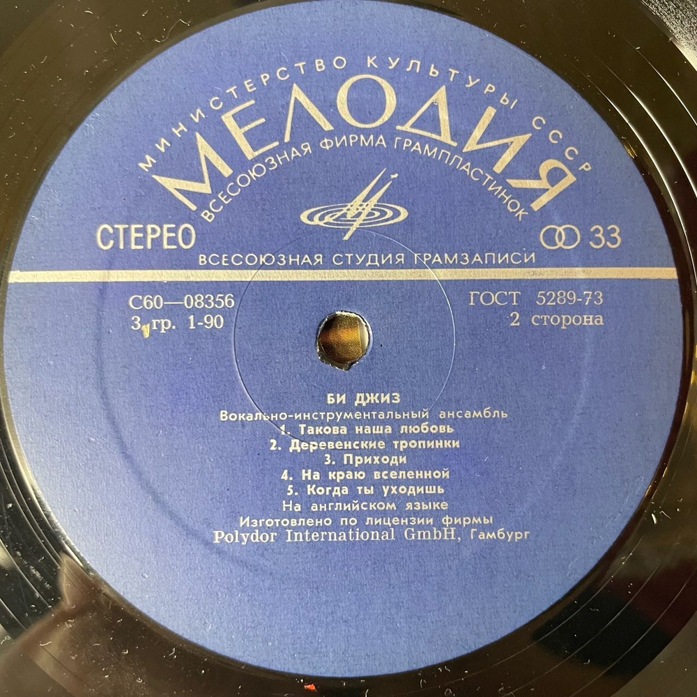 Винтажная виниловая пластинка LP Би Джиз Bee Gees (СССР 1977) ВСГ