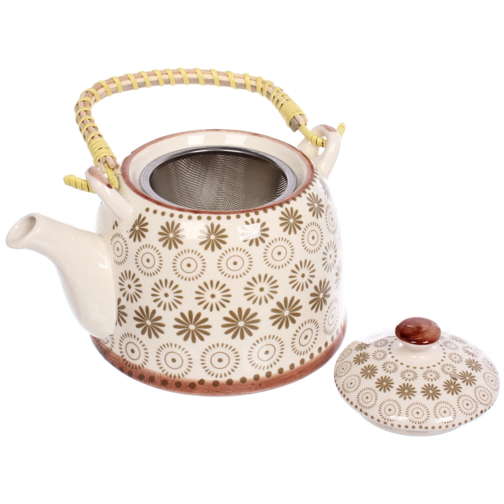 Чайник заварочный керамический 700мл с ситом «Цветочная фантазия»