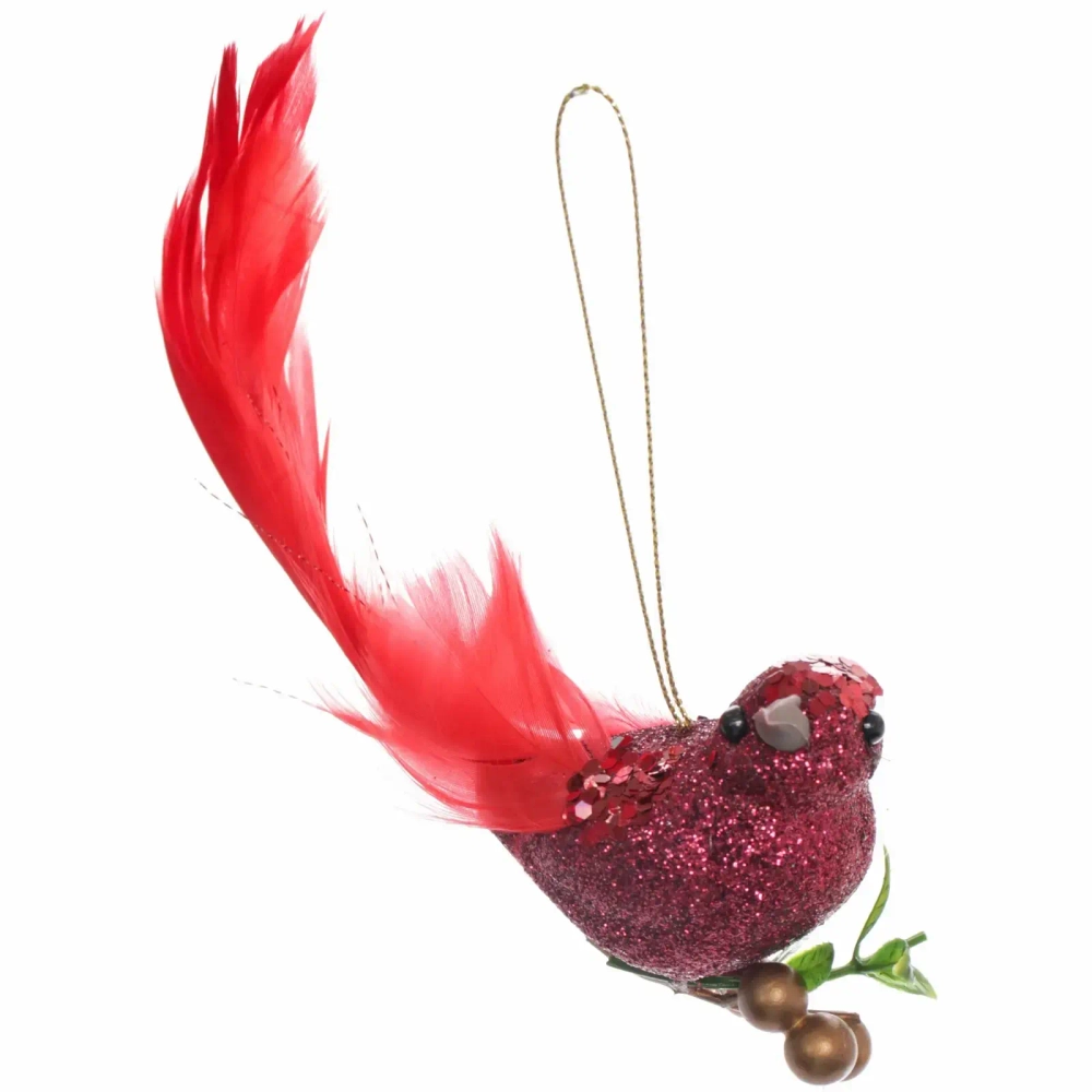 Украшение подвесное «Величественная птица» 18*4*5 см (набор 2шт.), Красный