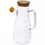 Бутылка стеклянная для специй 900мл «Хай-Тек» с бамбуковой крышкой