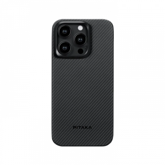 Чехол Pitaka MagEZ Case 4 для iPhone 15 Pro Max (6.7"), черно-серый узкое плетение, кевлар (арамид)