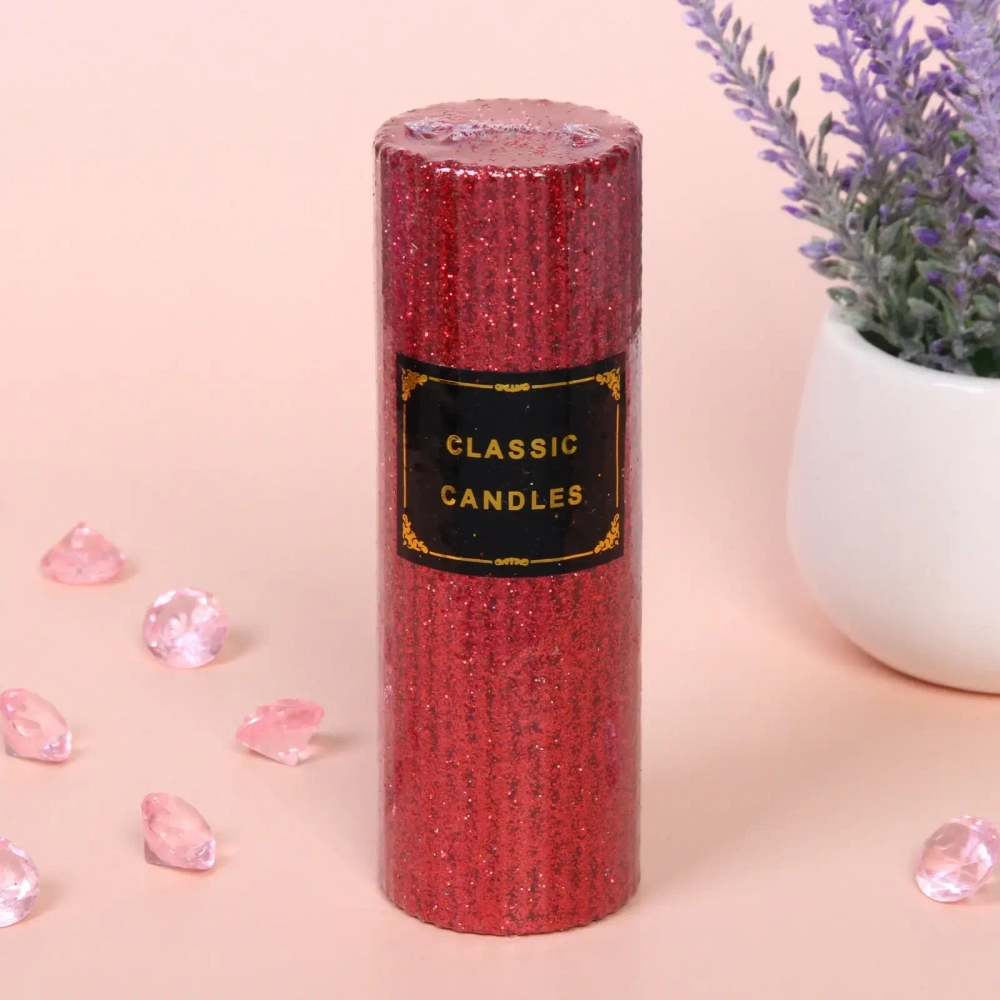 Свеча «Блестящий шик» 5*15 см, Красный