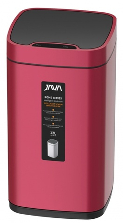 Ведро для мусора СЕНСОРНОЕ (квад. КРАСНЫЙ) 12л. JAVA
