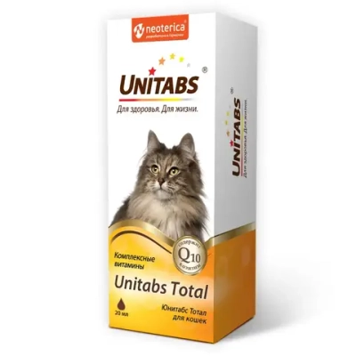 Unitabs тотал витамины с q10 для кошек - 20 мл
