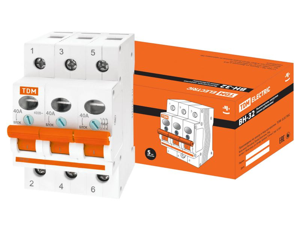 Выключатель нагрузки ВН-32 3Р 40А TDM