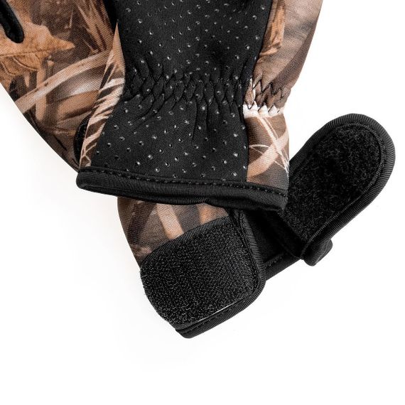 Перчатки Helios рыбацкие КМФ лес на липучке с ПВХ р. L
