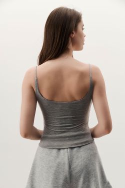 Топ на бретелях из вискозы цвета серый меланж