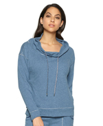 Уютная кофта с широким воротом на шнурке (Размер: M) (Цвет: синий)