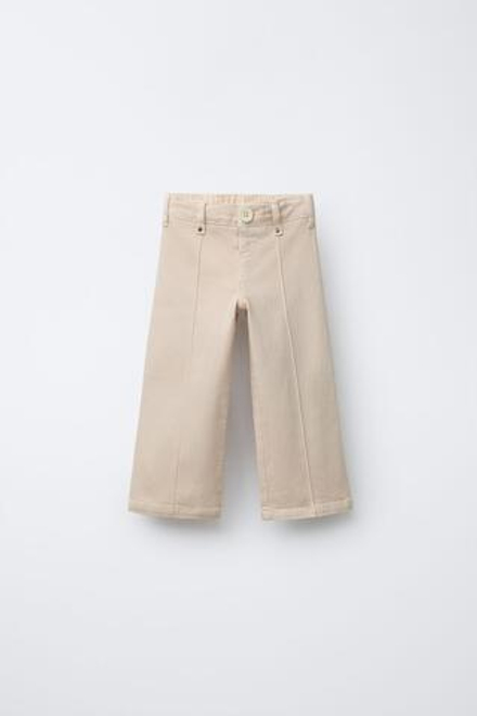 ZARA БРЮКИ ИЗ ТВИЛА С ОТДЕЛКОЙ, ЭКРЮ