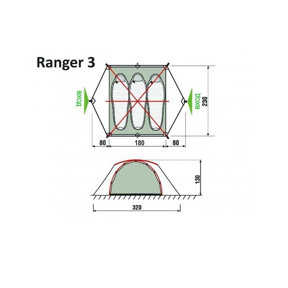 Палатка для путешествий RockLand Ranger 3, 320x230x130 см