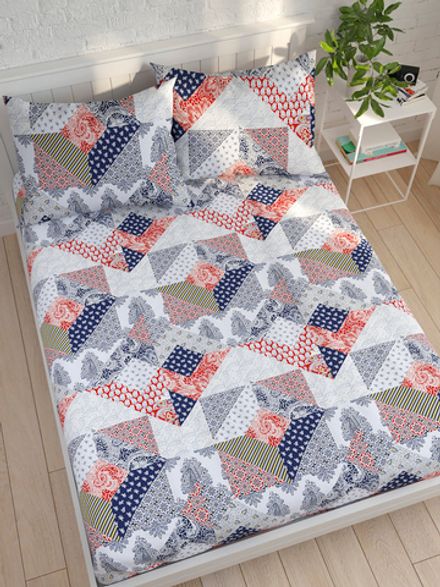 Простынь на резинке Сказка "Пэчворк" 140х200 см, перкаль