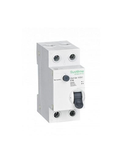 Выключатель автоматический дифференциального тока 2п (1P+N) C 10А 30мА тип AC 4.5кА City9 Set 230В SE C9D34610