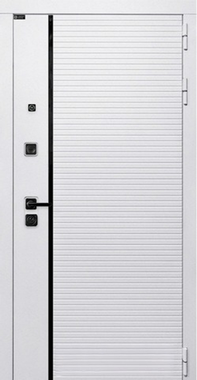 Входная дверь Белый софт с черной вставкой - 1093